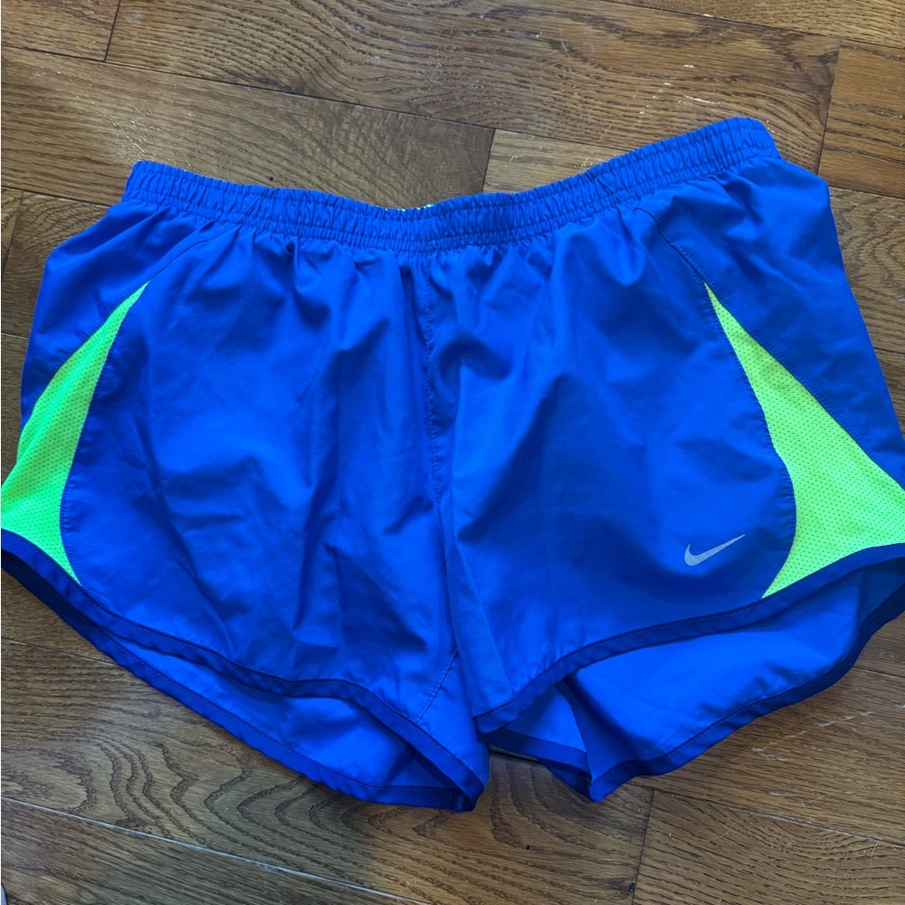 Nike Electric Blue and Lime Green Running Shorts